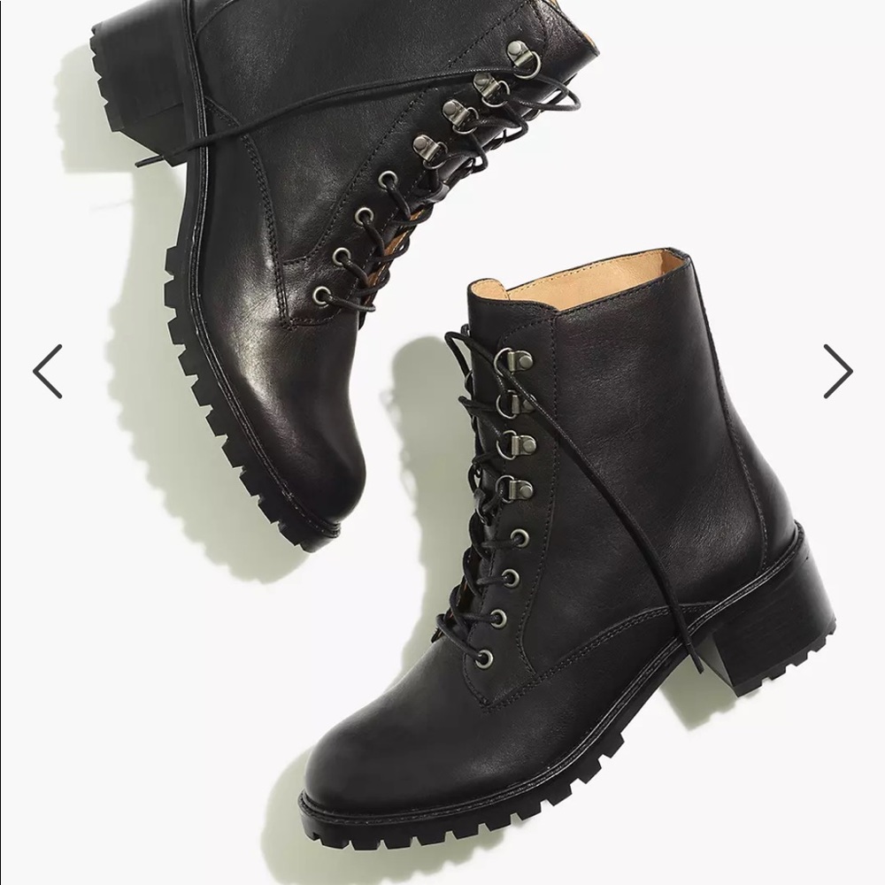 Madewell the Julien Lace-up Lugsole Leather Boot 7.5